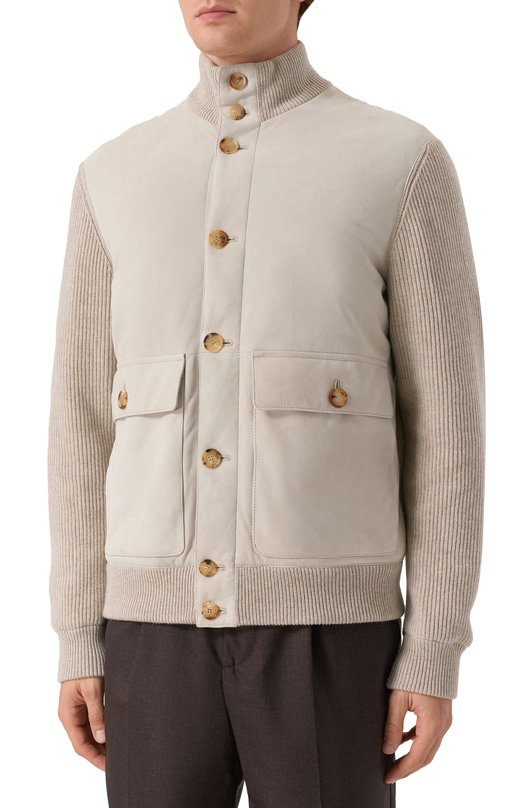 Комбинированный кардиган Brunello Cucinelli MPCLF1955 Серый  MPCLF1955 Фото 3