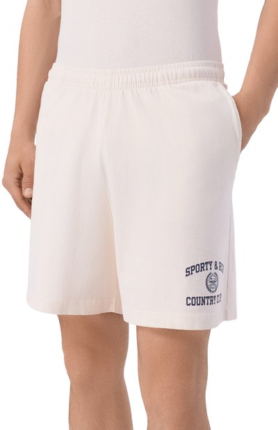 Хлопковые шорты SPORTY AND RICH кремового цвета по цене 17900 руб., арт. SH03976218WH37, фото 3 Хлопковые шорты SPORTY AND RICH, арт. SH03976218WH37, фото 3