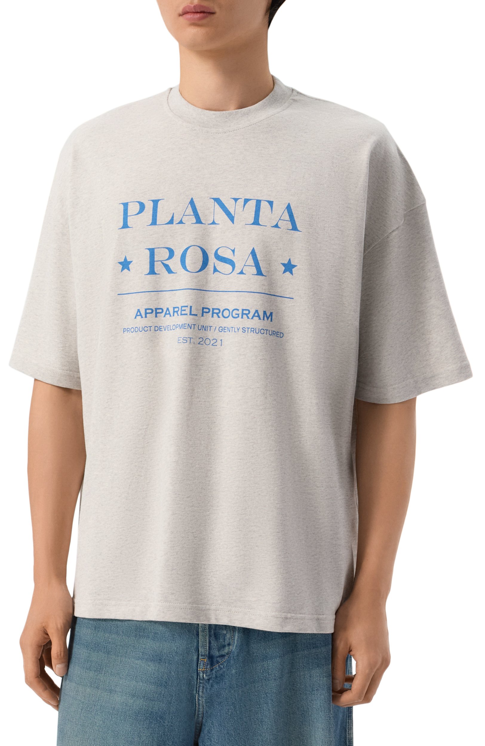 Хлопковая футболка PLANTA ROSA светло-серого цвета по цене 13500 руб., арт. PR/T02/PACIFIC/220VELVET, фото 4 Хлопковая футболка PLANTA ROSA, арт. PR/T02/PACIFIC/220VELVET, фото 4