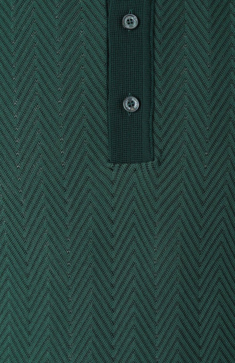 Мужская хлопковое поло MISSONI зеленого цвета, арт. US25S20N/BR0122 | Фото 6 (Материал внешний: Хлопок; Длина (для топов): Стандартные; Застежка: Пуговицы; Принт: Без принта; Кросс-КТ: Трикотаж; Стили: Кэжуэл; Автоматизация ТО: Простав�лено; Автоматизация состава: Проставлено; Детали: Без декора)