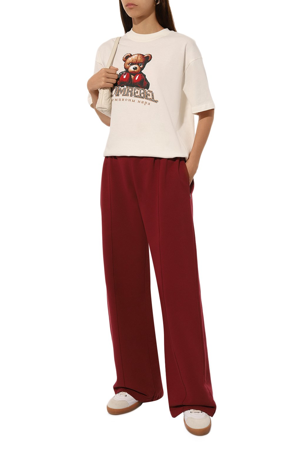 Хлопковые брюки HALFBOY бордового цвета по цене 31750 руб., арт. HFW241WFPN144, фото 2 Хлопковые брюки HALFBOY, арт. HFW241WFPN144, фото 2