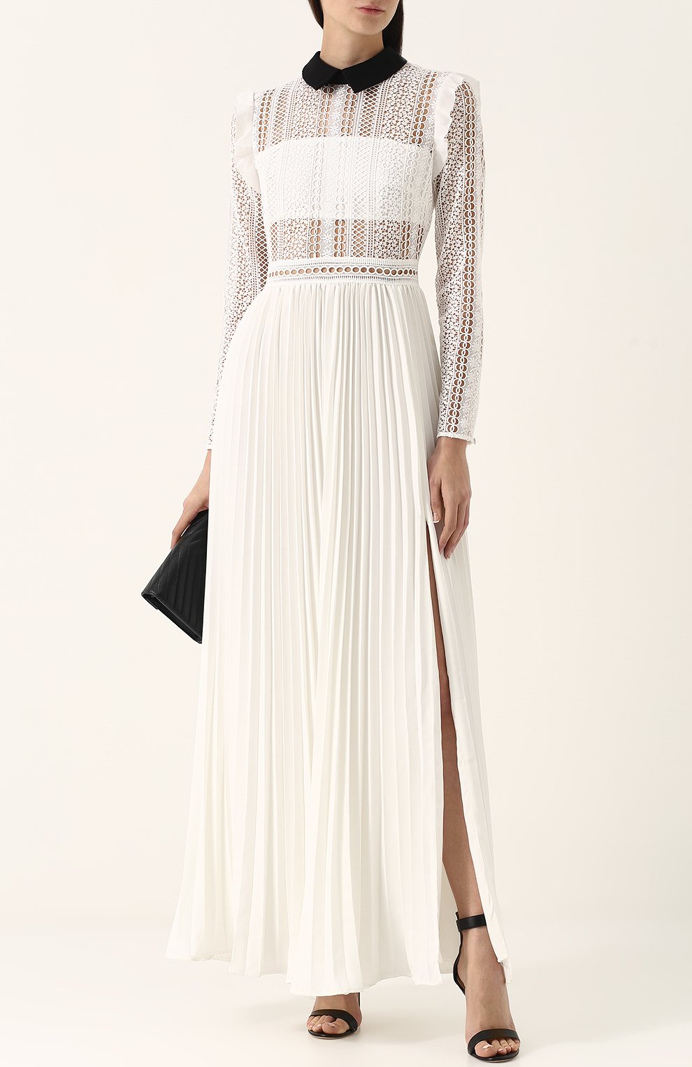 Платье-макси с плиссированной юбкой и кружевным лифом SELF-PORTRAIT, арт. SP16-043L, фото 2