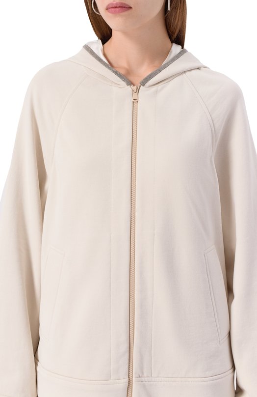 Хлопковая толстовка Brunello Cucinelli MN05NS0406 Кремовый  MN05NS0406 Фото 5