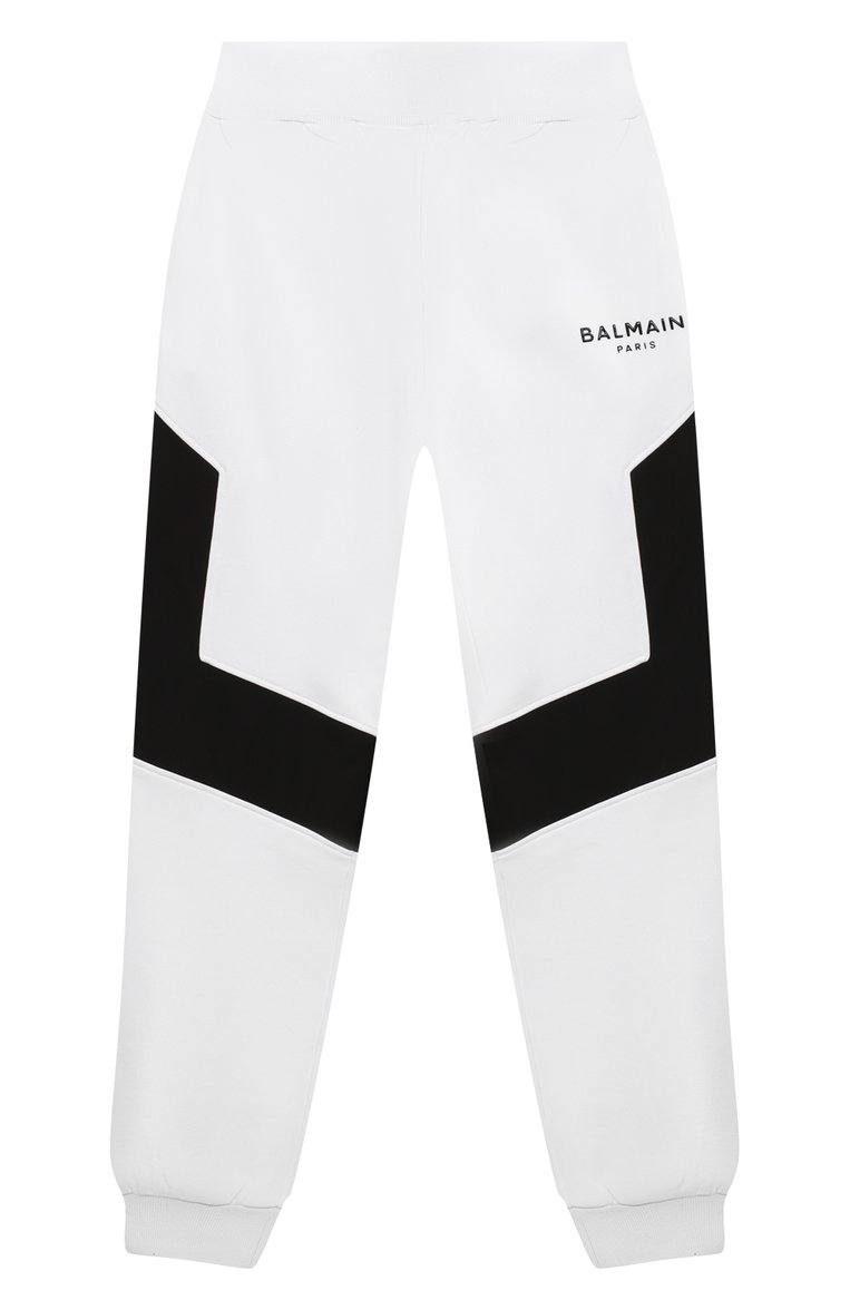 Детские хлопковые джоггеры BALMAIN белого цвета, арт. BV6R00 | Фото 1 (Нос: Не проставлено; Материал внешний: Хлопок; Мальчики Кросс-КТ: Джоггеры-одежда; Автоматизация состава: Проставлено; Ростовка одежда: 8 лет | 128 см, 10 - 11 лет | 140 - 146см, 12 лет | 152 см, 13 - 15 лет | 158 см, 16 лет | 164 см)