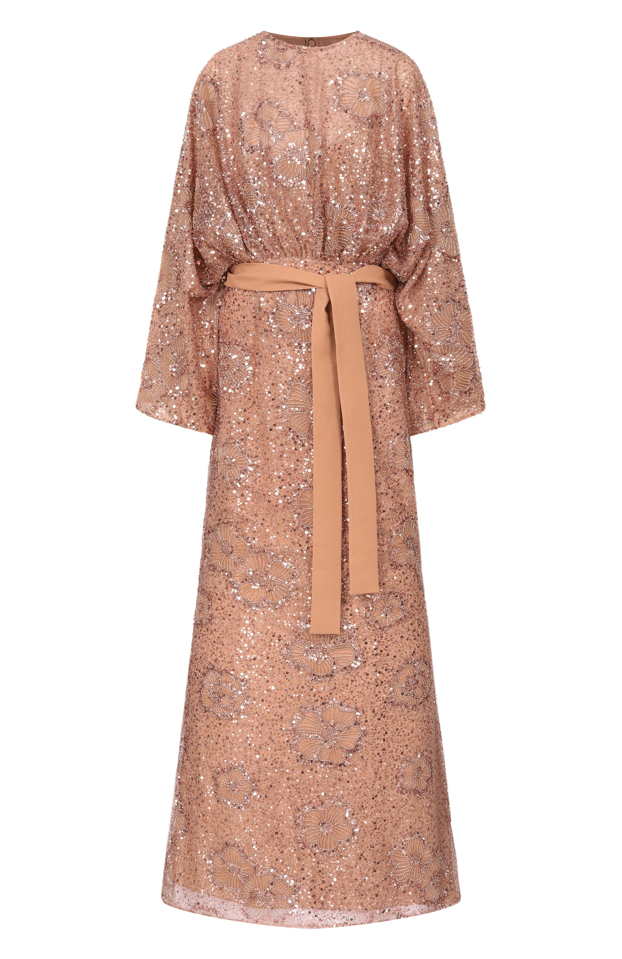 Платье с отделкой пайетками ELIE SAAB бежевого цвета по цене 599500 руб., арт. D1104NRC26/TU024, фото 1 Платье с отделкой пайетками ELIE SAAB, арт. D1104NRC26/TU024, фото 1