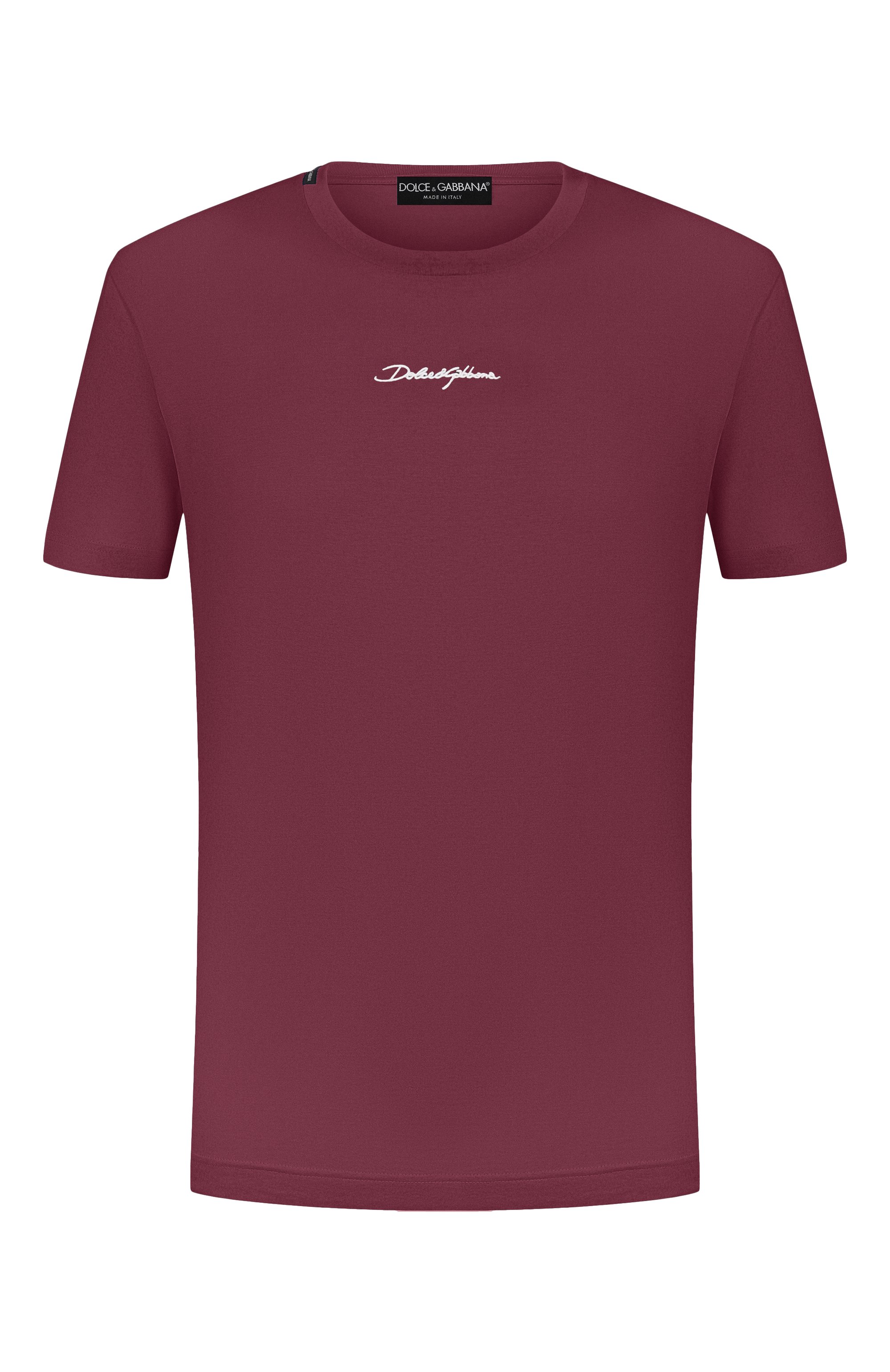 Хлопковая футболка DOLCE & GABBANA бордового цвета по цене 52150 руб., арт. G8RN8Z/G7P0C, фото 1 Хлопковая футболка DOLCE & GABBANA, арт. G8RN8Z/G7P0C, фото 1