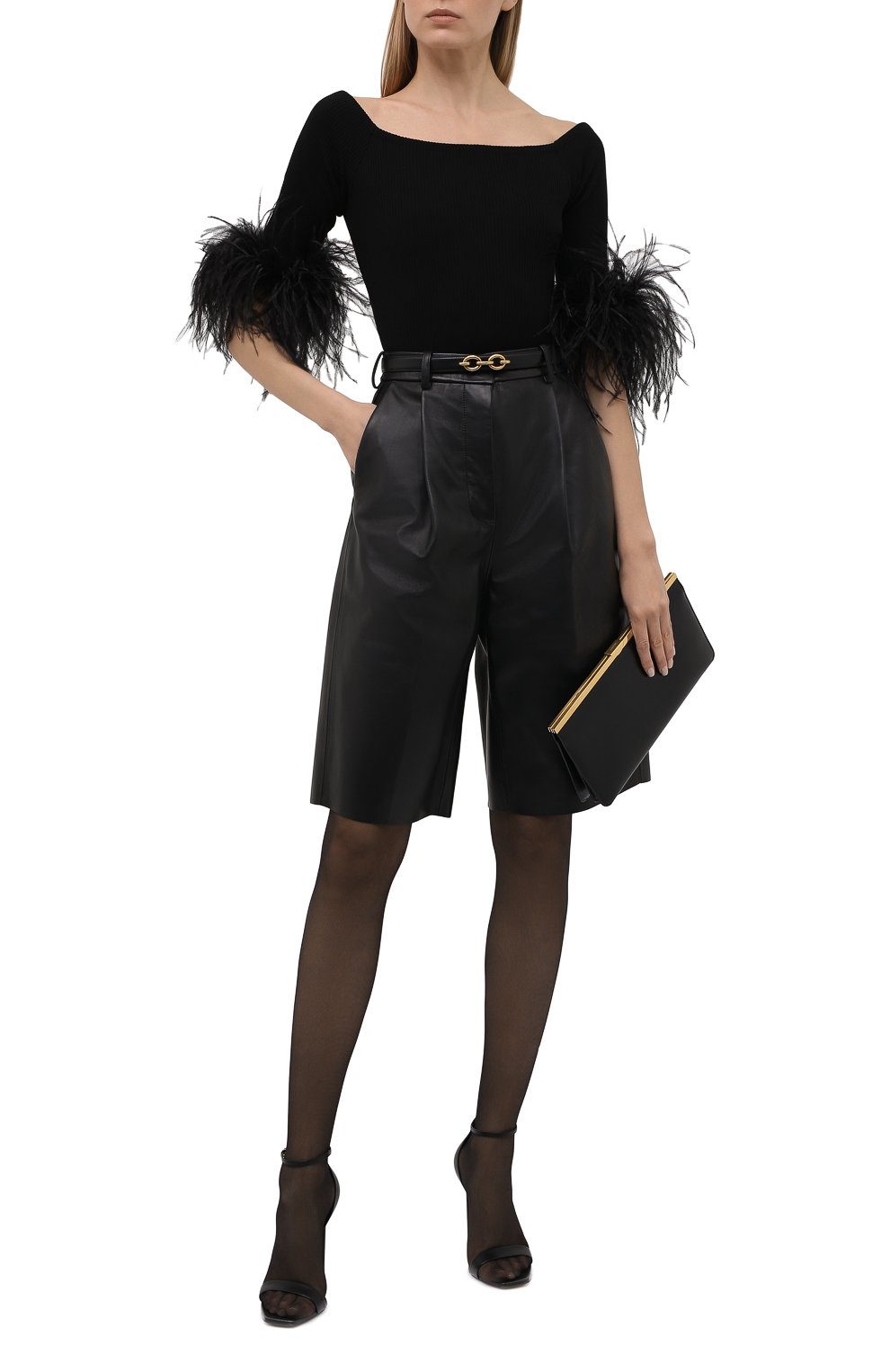 Шерстяной топ с отделкой перьями SAINT LAURENT, арт. 654479/Y75BK, фото 2