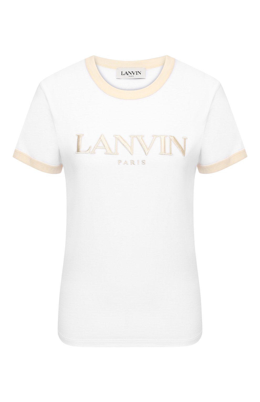 Хлопковая футболка LANVIN белого цвета по цене 24000 руб., арт. RW-T0688J-JR54-P21, фото 1 Хлопковая футболка LANVIN, арт. RW-T0688J-JR54-P21, фото 1