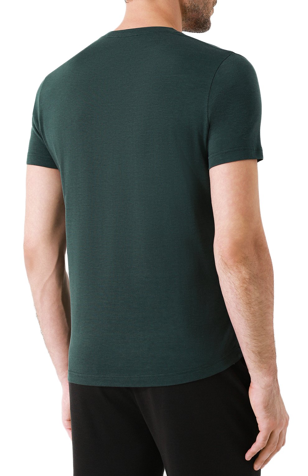 Футболка из шелка и хлопка LORO PIANA темно-зеленого цвета по цене 44200 руб., арт. FAF6128, фото 4 Футболка из шелка и хлопка LORO PIANA, арт. FAF6128, фото 4