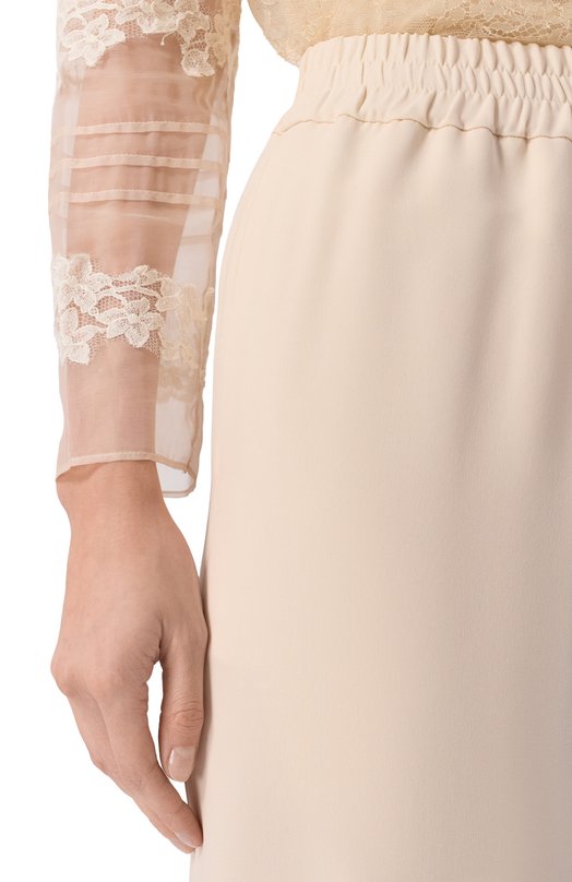 Шелковые брюки Valentino 8B3RB745/1MM Кремовый  8B3RB745/1MM Фото 5