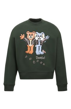 Мужской хлопковый свитшот DOMREBEL зеленого цвета, арт. PEACE/SWEATSHIRT | Фото 1 (Рукава: Длинные; Длина (для топов): Стандартные; Стили: Гранж; Принт: С принтом; Мужское Кросс-КТ: свитшот-одежда; Материал внешний: Хлопок; Драгоценные камни: Проставлено)