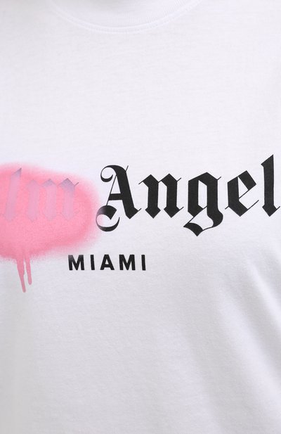 Хлопковая футболка PALM ANGELS белого цвета по цене 19450 руб., арт. PWAA020F20JER0010130, фото 5 Хлопковая футболка PALM ANGELS, арт. PWAA020F20JER0010130, фото 5