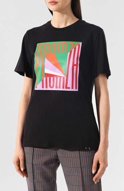 Хлопковая футболка PROENZA SCHOULER черного цвета по цене 14400 руб., арт. WL1914098-JCP110, фото 3 Хлопковая футболка PROENZA SCHOULER, арт. WL1914098-JCP110, фото 3