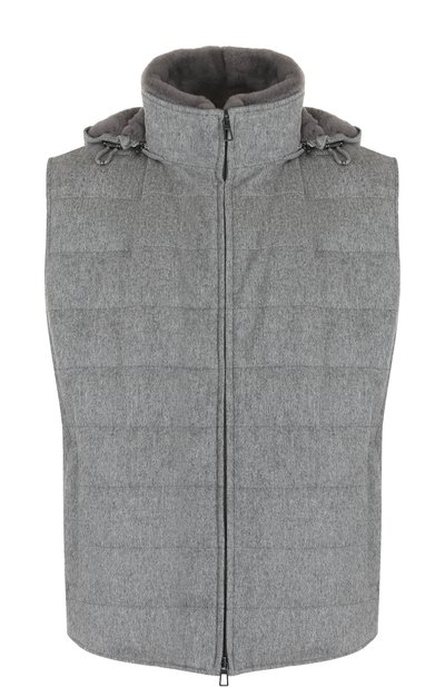 Утепленный кашемировый жилет на молнии с меховой отделкой воротника LORO PIANA, арт. FAG5100, фото 1