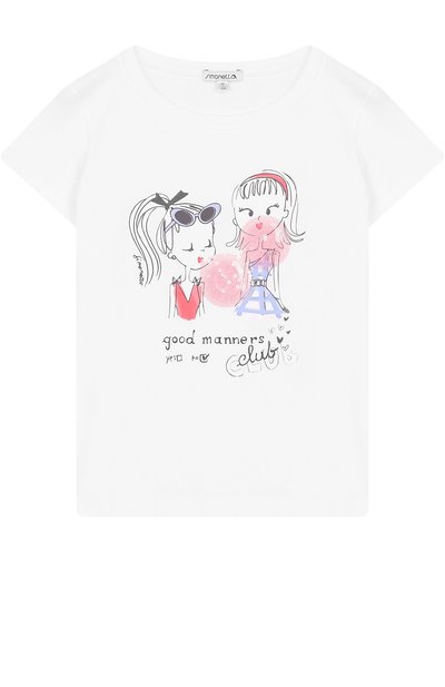 Хлопковая футболка с принтом и пайетками SIMONETTA, арт. 1I8141/IX100/12-16, фото 1