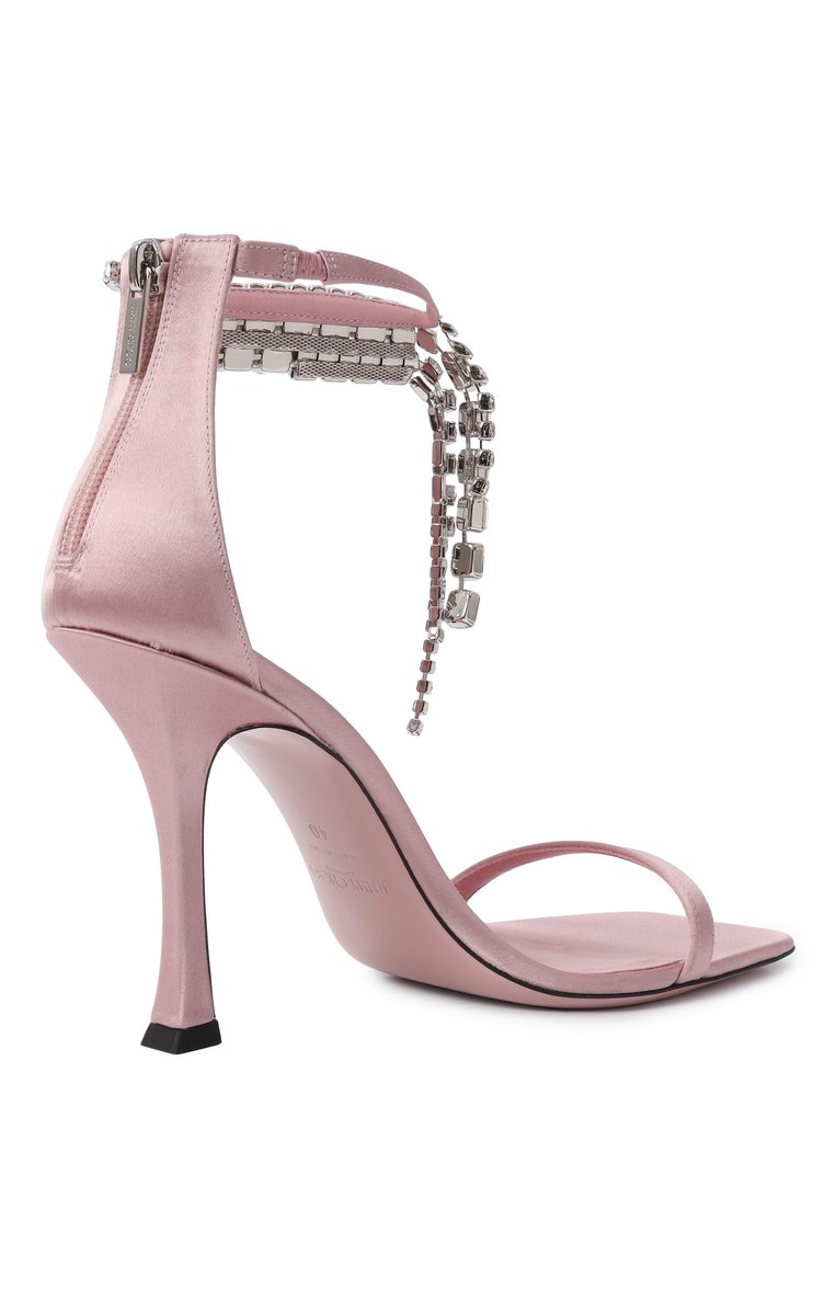 Женские текстильные босоножки verity 100 JIMMY CHOO розового цвета, арт. VERITY SANDAL 100/SAT | Фот�о 5 (Материал внешний: Текстиль; Подошва: Плоская; Драгоценные камни: Проставлено; Материал внутренний: Натуральная кожа; Каблук высота: Высокий; Материал сплава: Проставлено; Каблук тип: Шпилька)