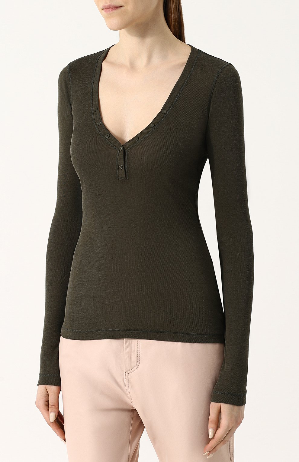 Облегающий шелковый пуловер с v-образным вырезом TOM FORD, арт. TSJ257-FAX290, фото 3