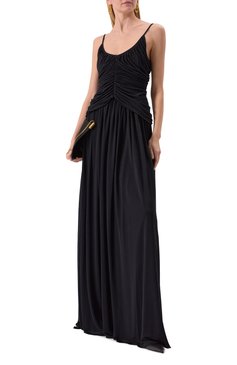 Женское платье из вискозы и шелка GIAMBATTISTA VALLI черного цвета, арт. 25SSPVCL5177-21JER | Фото 2 (Материал внешний: Вискоза; Длина Ж (юбки, платья, шорты): Макси; Драгоценные камни: Проставлено; Материал сплава: Проставлено; Случай: Вечерний; Рукава: На бретелях; Женское Кросс-КТ: Платье-одежда; Стили: Кэжуэл)