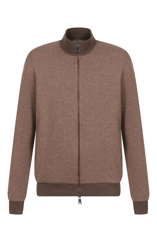Толстовка из хлопка и кашемира Andrea Campagna ZIP/LB1630 Коричневый ZIP/LB1630