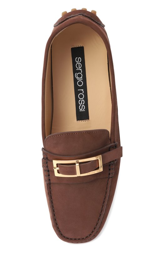 Мокасины sr Sea Scale Embroidery из нубука Sergio Rossi B11880/MMVM01 Коричневый  B11880/MMVM01 Фото 6