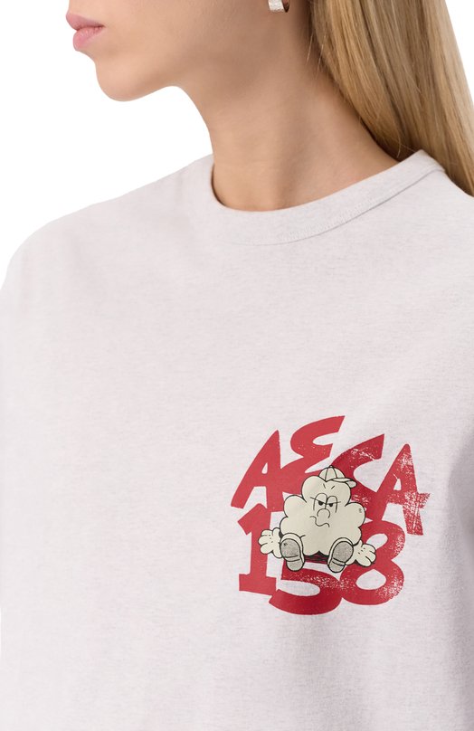 Хлопковая футболка AECA WHITE AWCMSSBDTTSST001C0.WHITE (M) Серый  AWCMSSBDTTSST001C0.WHITE (M) Фото 5