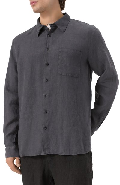 Льняная рубашка HANNES ROETHER темно-серого цвета по цене 27300 руб., арт. K0N29ZESS.608, фото 3 Льняная рубашка HANNES ROETHER, арт. K0N29ZESS.608, фото 3