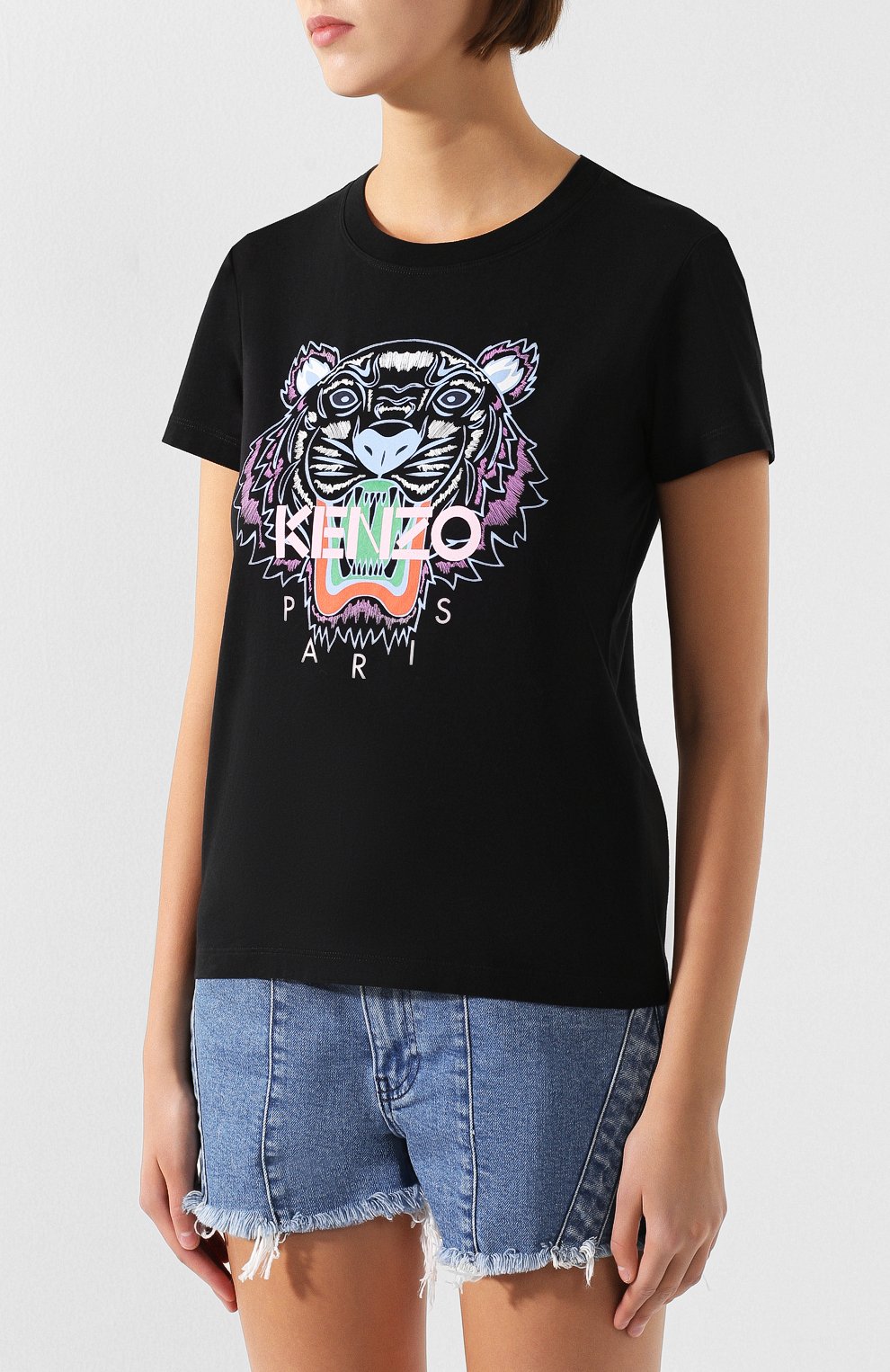 Хлопковая футболка KENZO черного цвета по цене 13050 руб., арт. 2TS7214YB, фото 3 Хлопковая футболка KENZO, арт. 2TS7214YB, фото 3