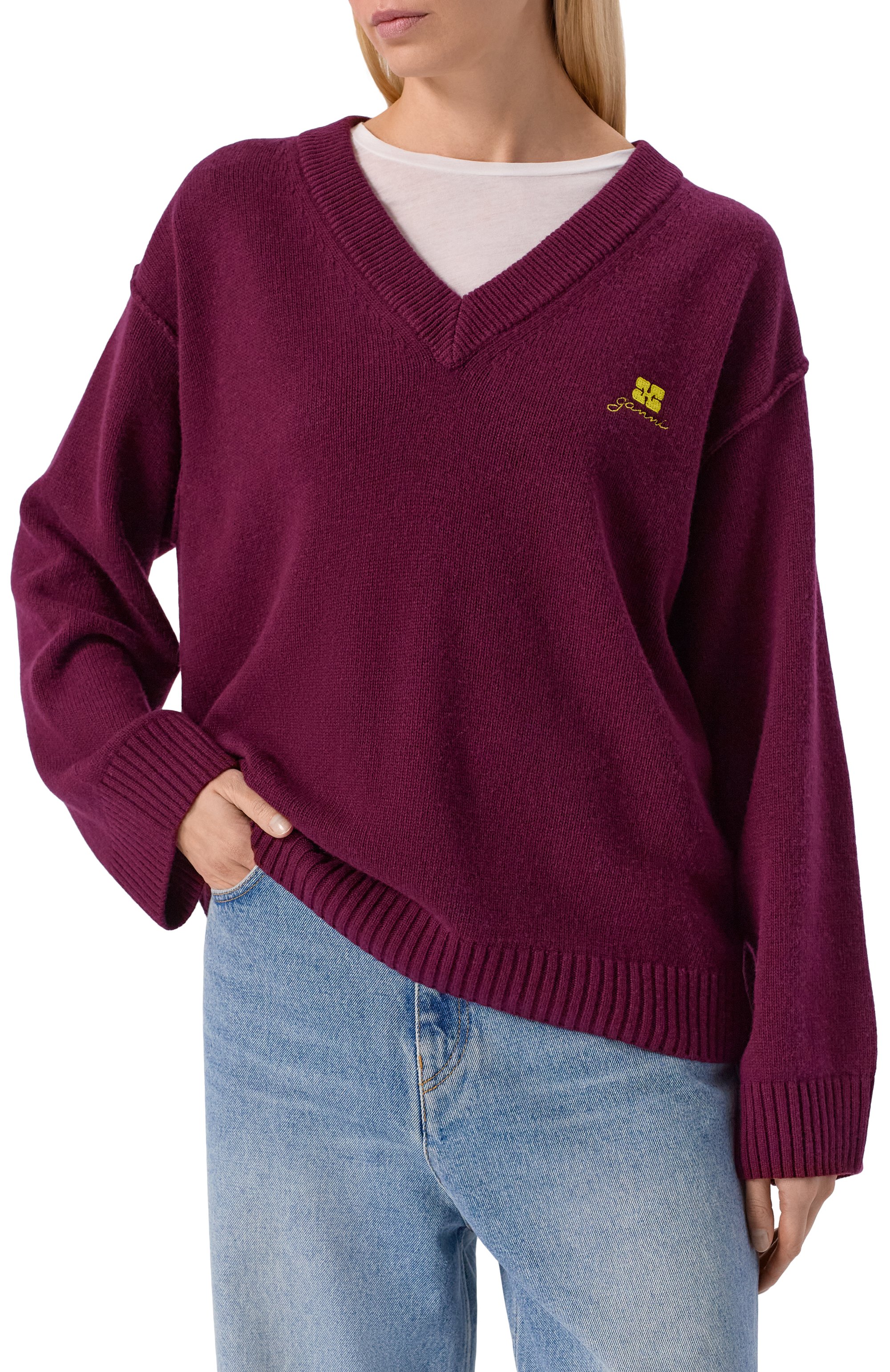 Свитер из шерсти и вискозы GANNI, арт. K2590, фото 3