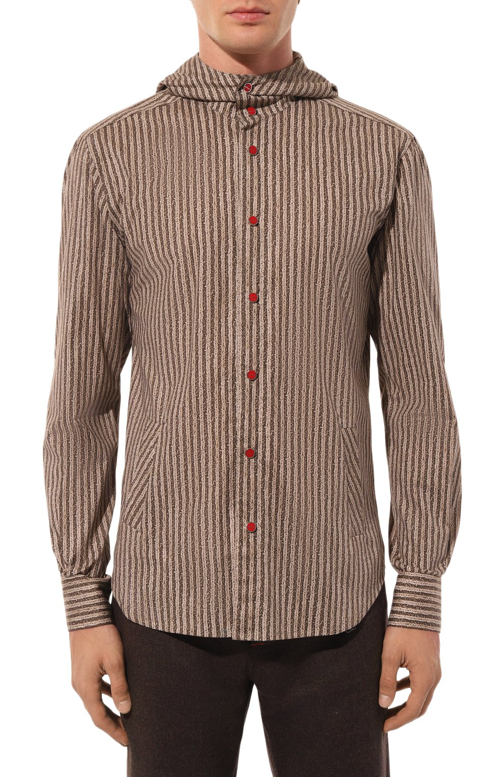 Хлопковая рубашка KITON коричневого цвета по цене 87550 руб., арт. UMCMARH0913001, фото 3 Хлопковая рубашка KITON, арт. UMCMARH0913001, фото 3