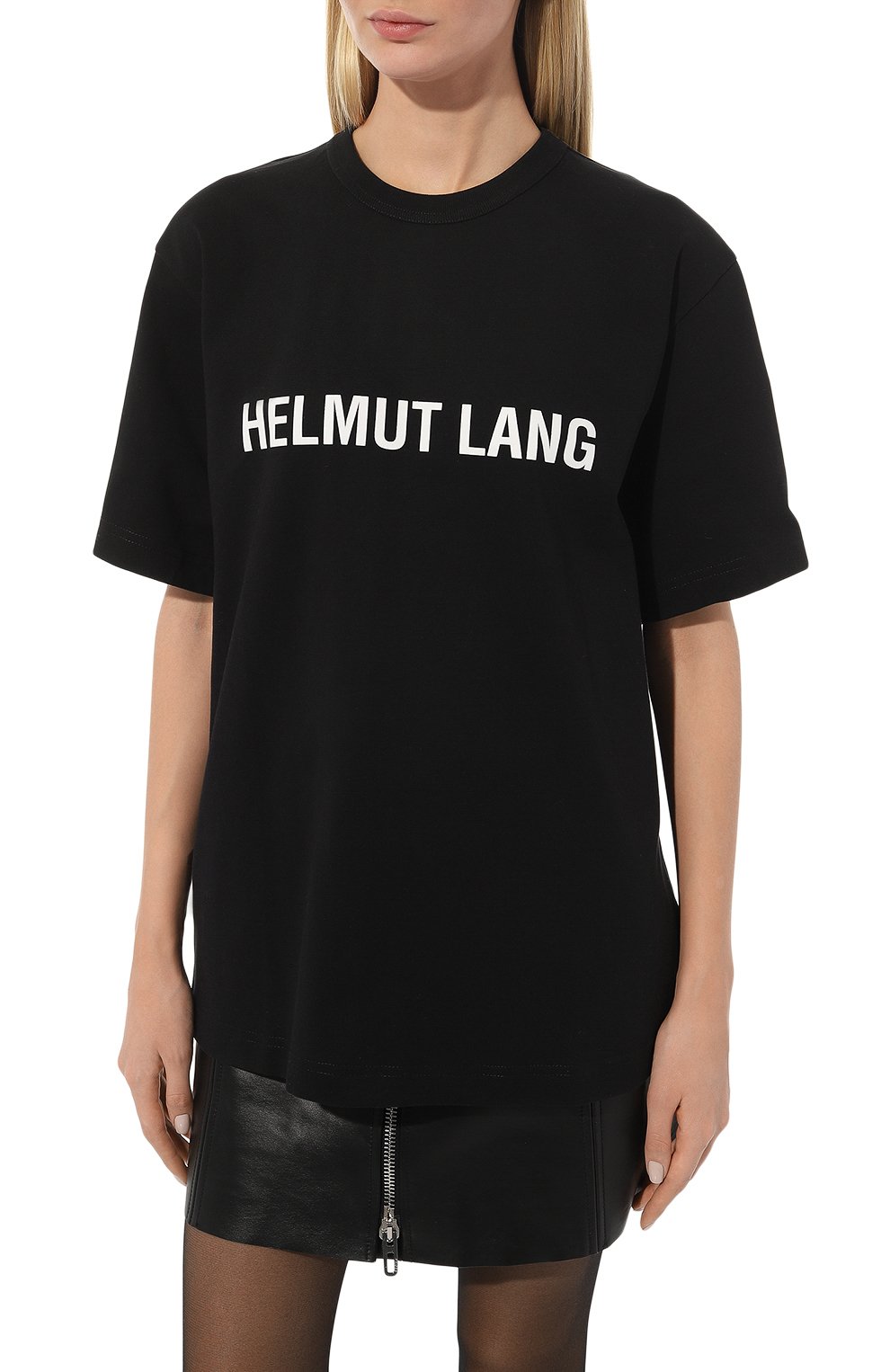 Хлопковая футболка HELMUT LANG черного цвета по цене 17400 руб., арт. L09HM523, фото 3 Хлопковая футболка HELMUT LANG, арт. L09HM523, фото 3