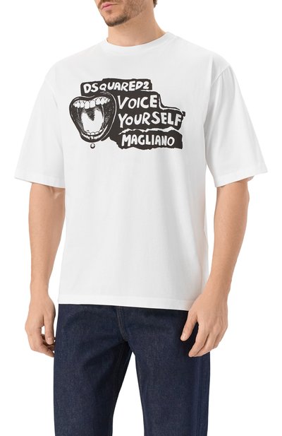 Хлопковая футболка dsquared2 x magliano DSQUARED2 белого цвета по цене 35500 руб., арт. S71GD1596/D20020, фото 3 Хлопковая футболка dsquared2 x magliano DSQUARED2, арт. S71GD1596/D20020, фото 3