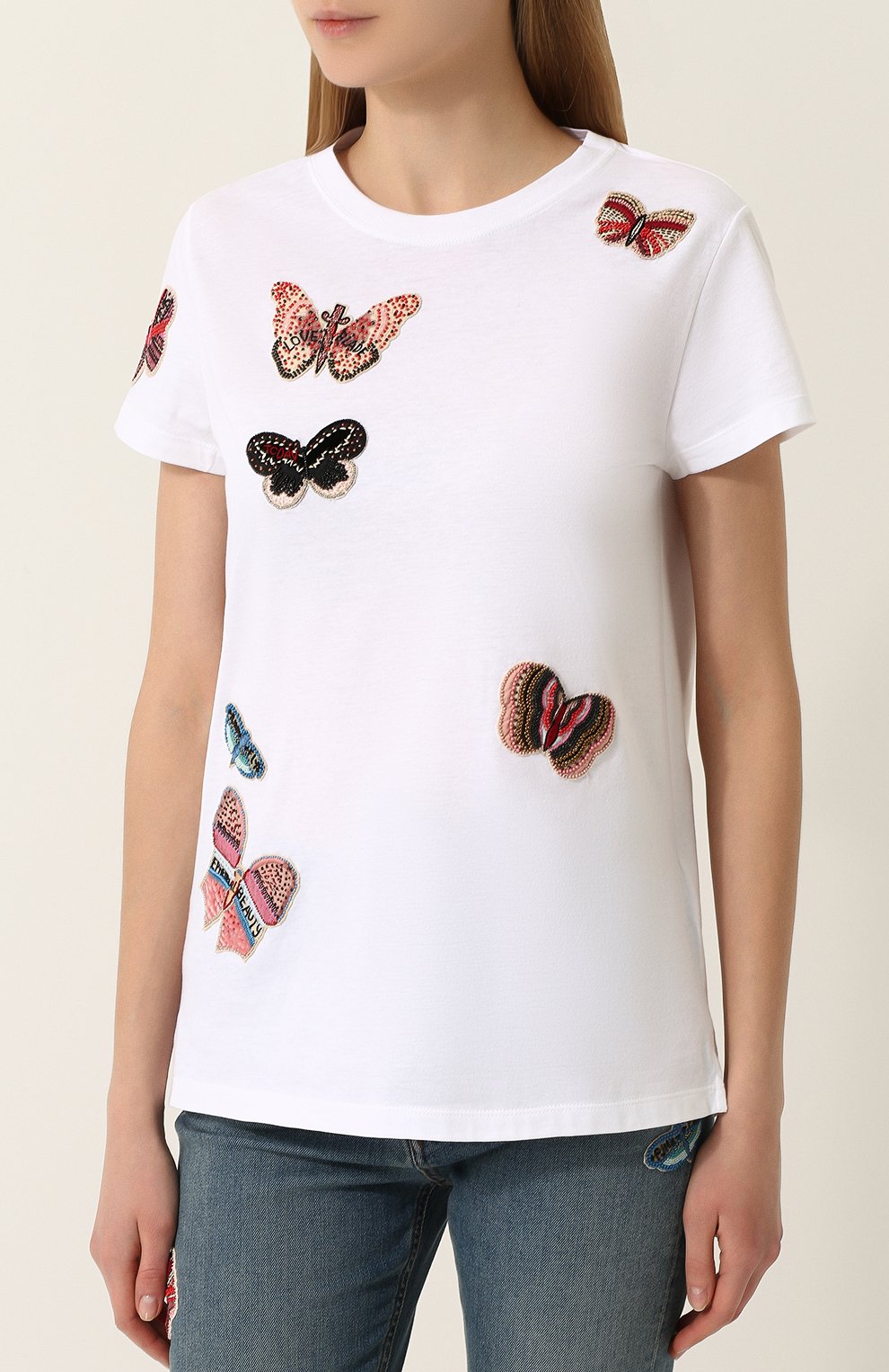 Футболка прямого кроя с отделкой в виде бабочек VALENTINO, арт. PB3MG06U/3P7, фото 3