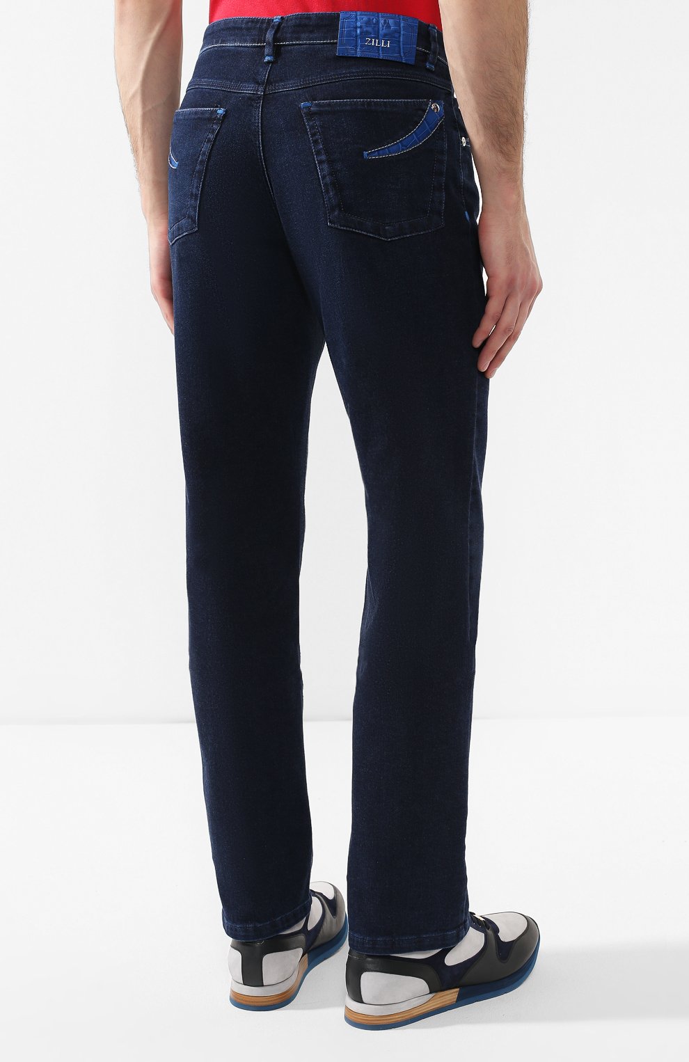 Джинсы с отделкой из кожи аллигатора ZILLI, арт. MCR-00010-DEJA1/R001/AMIS, фото 4