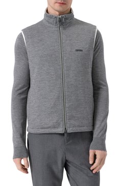 Мужской двусторонний жилет ZEGNA белого цвета, арт. 7110B/E7T33 | Фото 7 (Длина (верхняя одежда): Короткие; Материал сплава: Проставлено; Материал утеплителя: Шерсть; Драгоценные камни: Проставлено; Мужское Кросс-КТ: жилеты-тонкие; Стили: Кэжуэл; Материал внешний: Синтетический материал)
