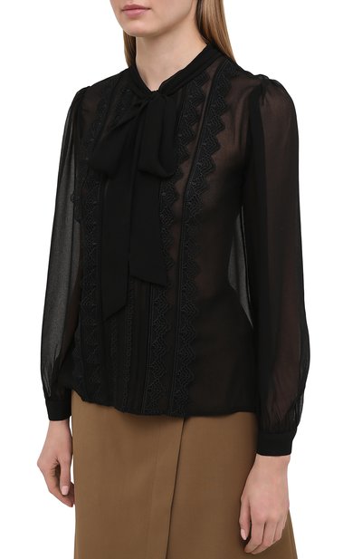 Блузка SELF-PORTRAIT черного цвета по цене 34950 руб., арт. RS21-130T, фото 3 Блузка SELF-PORTRAIT, арт. RS21-130T, фото 3