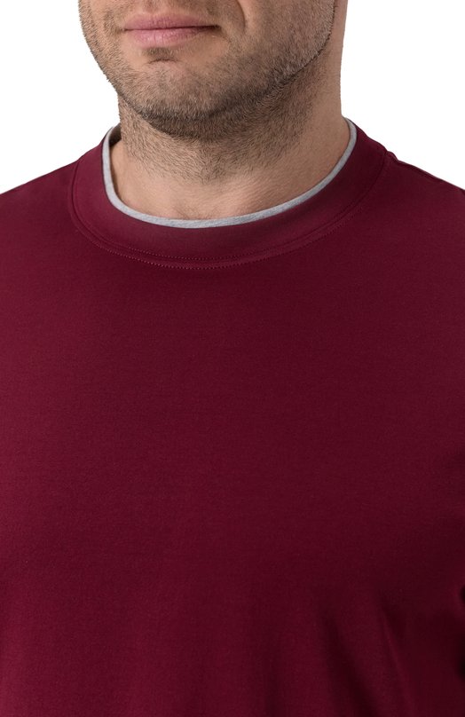 Хлопковая футболка Brunello Cucinelli M0B137427W Бордовый  M0B137427W Фото 5