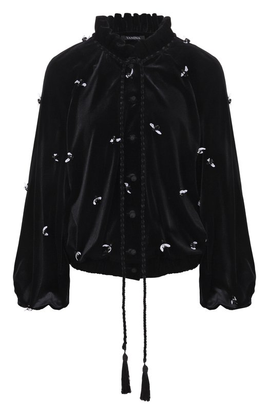 Бархатная блузка YANINA T-3049 Чёрный T-3049