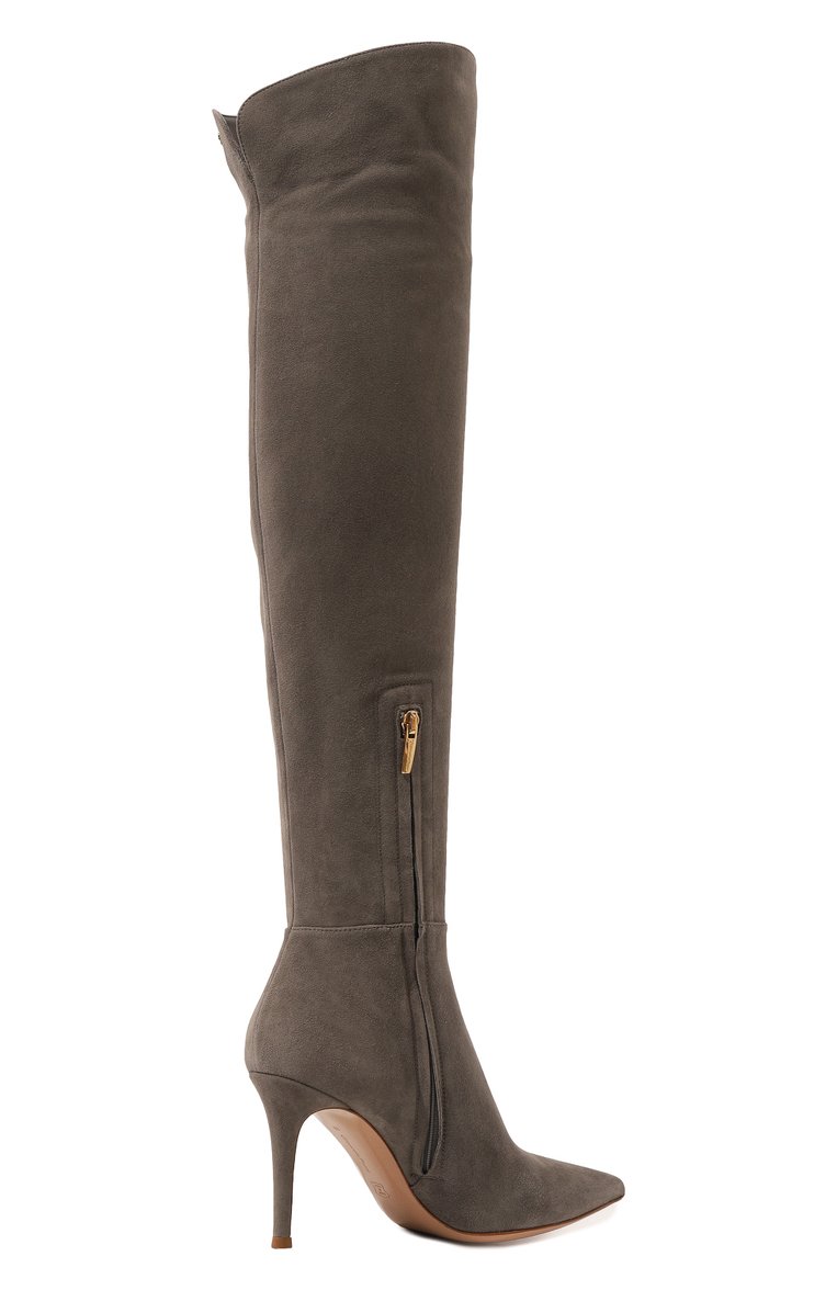Женские замшевые ботфорты jules 85 GIANVITO ROSSI серого цвета, арт. G80222.85RIC.C45GREY | Фото 5 (Каблук высота: Высокий; Материал внутренний: Натуральная кожа; Подошва: Плоская; Материал утеплителя: Без утеплителя; Материал внешний: Замша, Натуральная кожа; Каблук тип: Шпилька)
