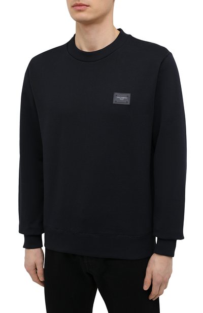Хлопковый свитшот DOLCE & GABBANA темно-синего цвета по цене 69800 руб., арт. G9PD3T/FU7DU, фото 3 Хлопковый свитшот DOLCE & GABBANA, арт. G9PD3T/FU7DU, фото 3