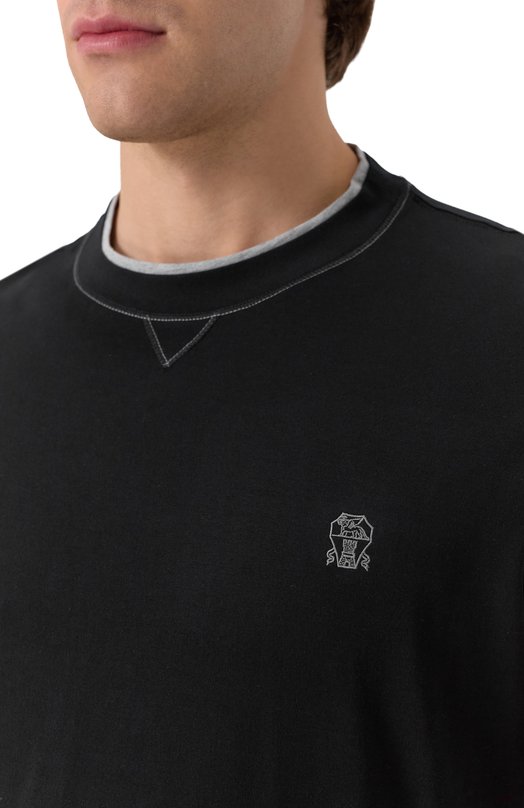 Хлопковая футболка Brunello Cucinelli M0B137451G Чёрный  M0B137451G Фото 5