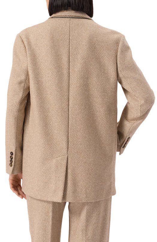 Шерстяной жакет Brunello Cucinelli MQ4742518 Бежевый  MQ4742518 Фото 4