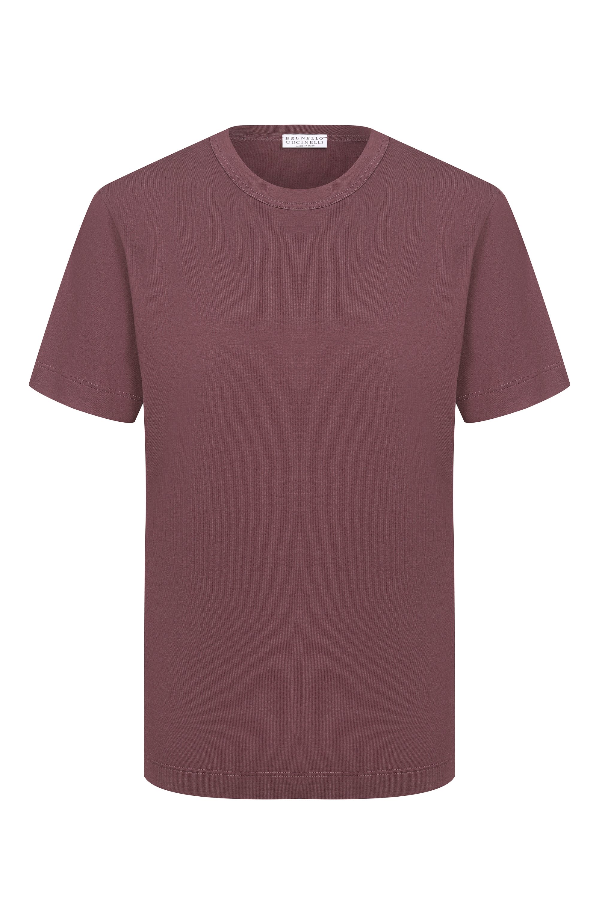 Хлопковая футболка BRUNELLO CUCINELLI фиолетового цвета по цене 52300 руб., арт. MPT81BI100, фото 1 Хлопковая футболка BRUNELLO CUCINELLI, арт. MPT81BI100, фото 1