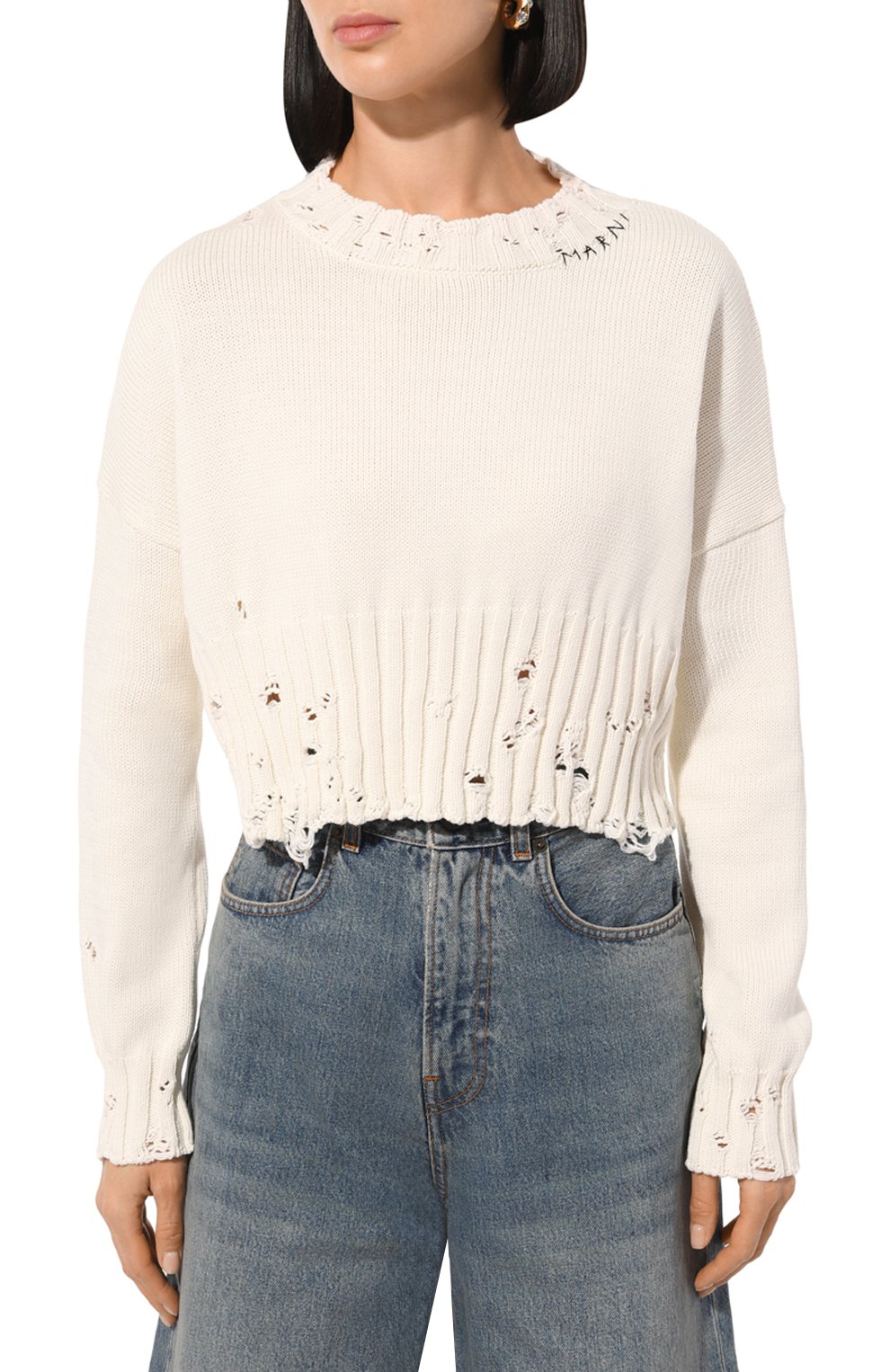 Хлопковый свитер MARNI, арт. GCMD0276A1/UFC652, фото 3