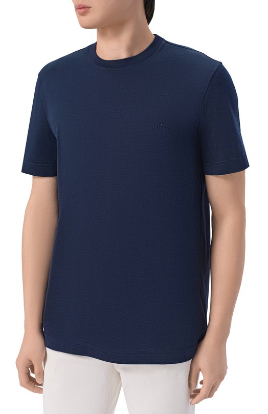 Хлопковая футболка Kiton UMM0745 Синий  UMM0745 Фото 3