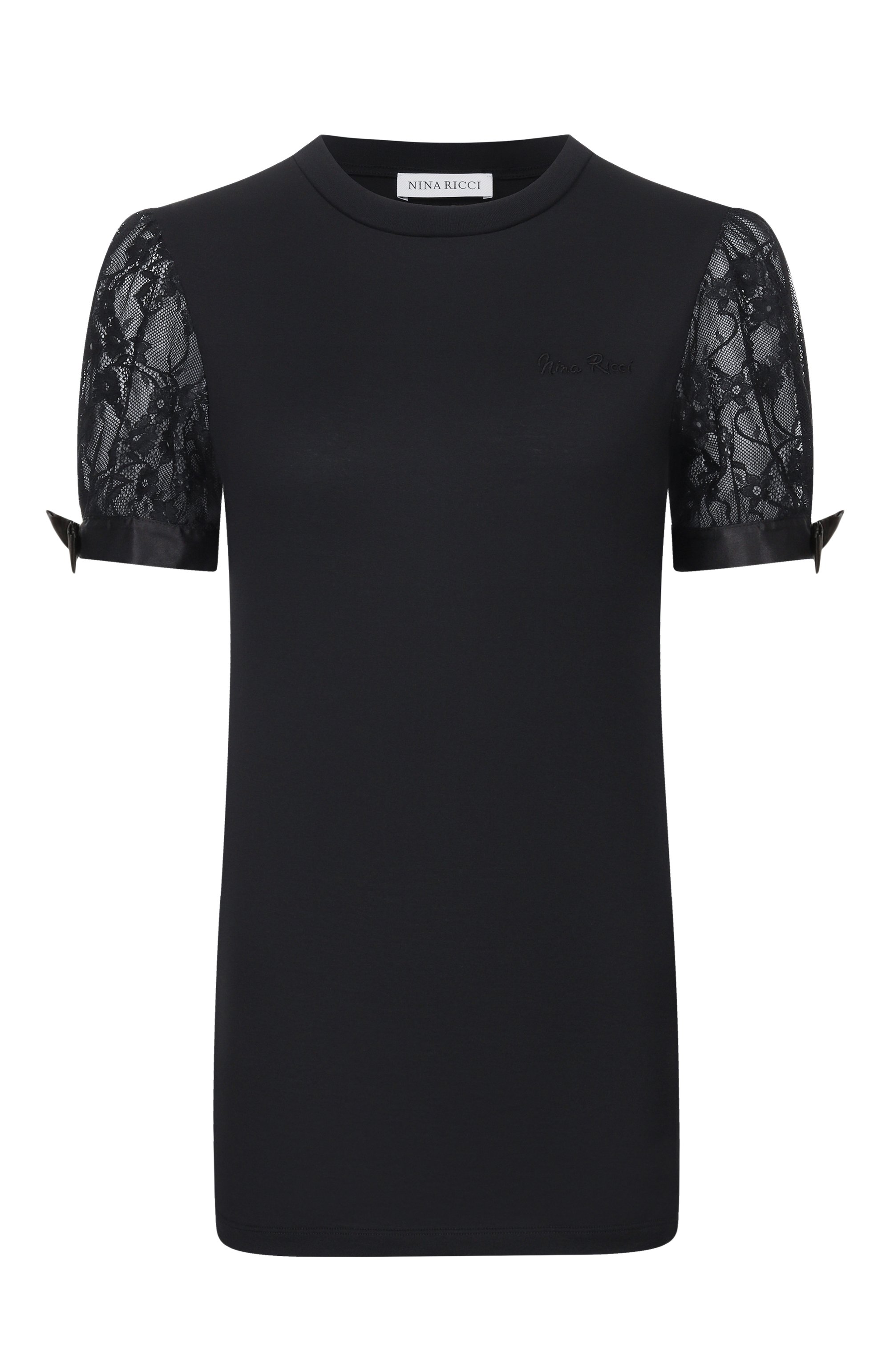 Хлопковый топ NINA RICCI черного цвета по цене 43250 руб., арт. 26PJT0014/C01115, фото 1 Хлопковый топ NINA RICCI, арт. 26PJT0014/C01115, фото 1