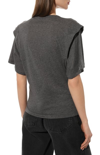 Хлопковая футболка IRO серого цвета по цене 18100 руб., арт. WP19F0RTUNA, фото 4 Хлопковая футболка IRO, арт. WP19F0RTUNA, фото 4