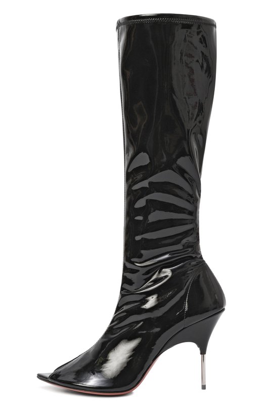 Сапоги Bruna Stretch 95 из латекса Amina Muaddi BRUNA STRETCH B00T 95/LATEX Чёрный  BRUNA STRETCH B00T 95/LATEX Фото 4