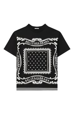 Детская хлопковая футболка DOLCE & GABBANA черно-белого цвета, арт. L4JTHV/G70K4/2-6 | Фото 1 (Драгоценные камни: Проставлено; Рукава: Короткие; Материал сплава: Проставлено; Мальчики Кросс-КТ: Футболка-одежда; Материал внешний: Хлопок; Ростовка одежда: 4 года | 104 см, 5 лет | 110 см, 6 лет | 116 см, 2 года | 92 см, 3 года | 98 см)
