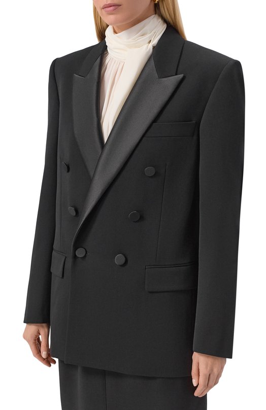 Шерстяной жакет Saint Laurent 837658/Y7E63 Чёрный  837658/Y7E63 Фото 3