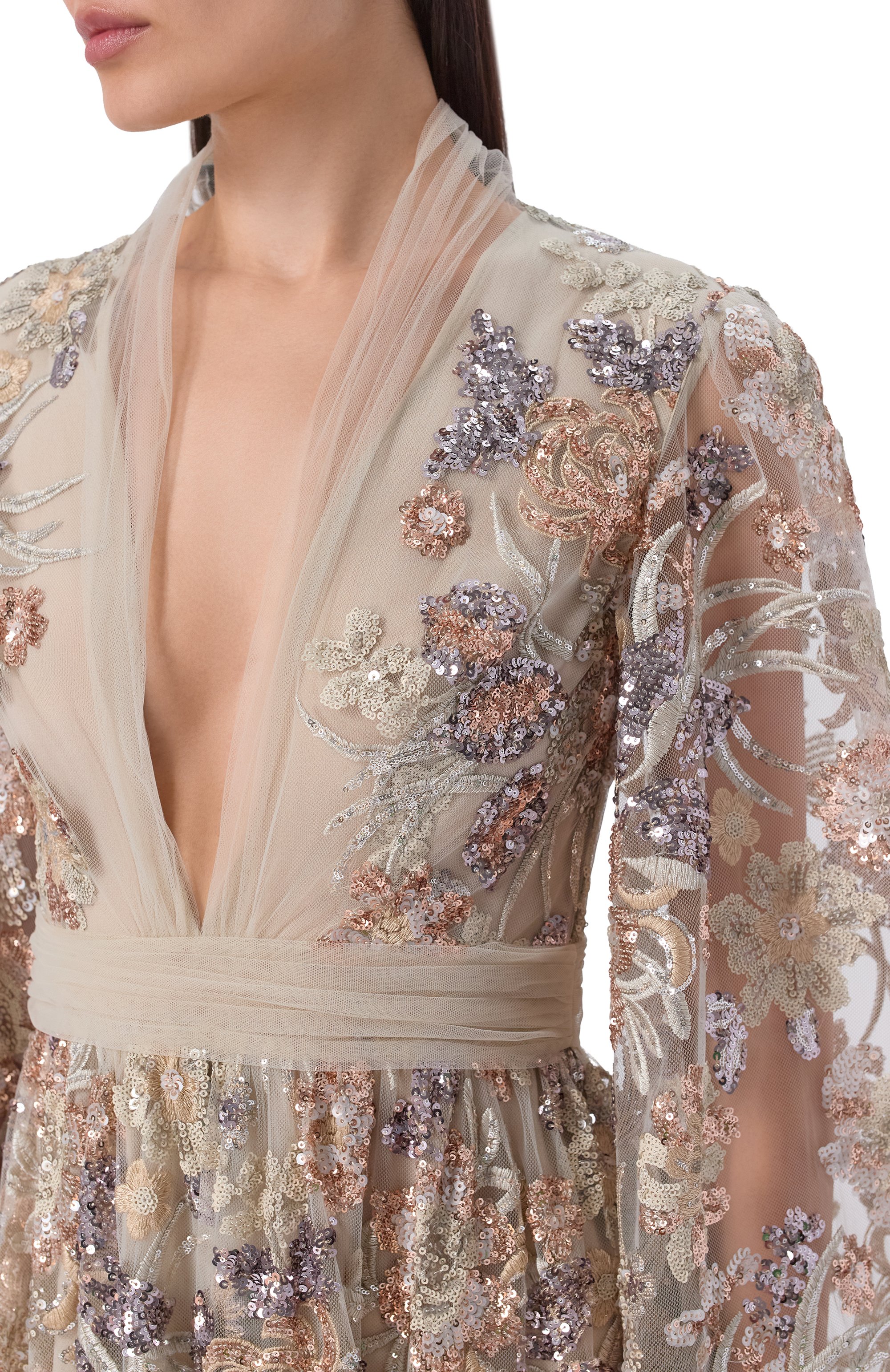 Платье с отделкой пайетками ZUHAIR MURAD, арт. RDR26052/TUEM016, фото 4
